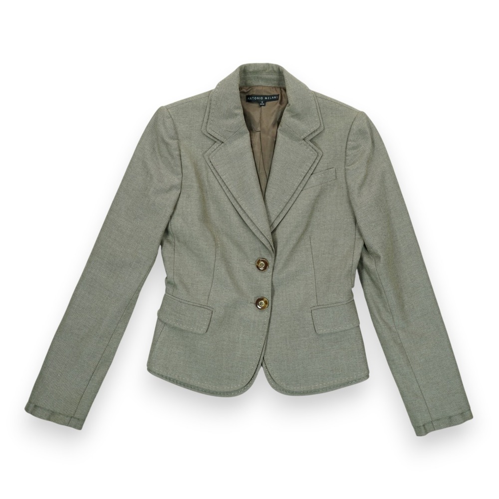 Antonio Melani Jacket Sz 0 & Skirt Sz 2 Suit Brown Two Button Career Stretch